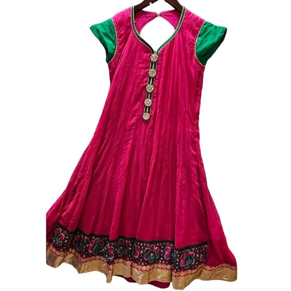 VTG Indian Bollywood Kameez Dress Hippie Boho Festival Beaded WOW Twirly! 36 M - Picture 1 of 8